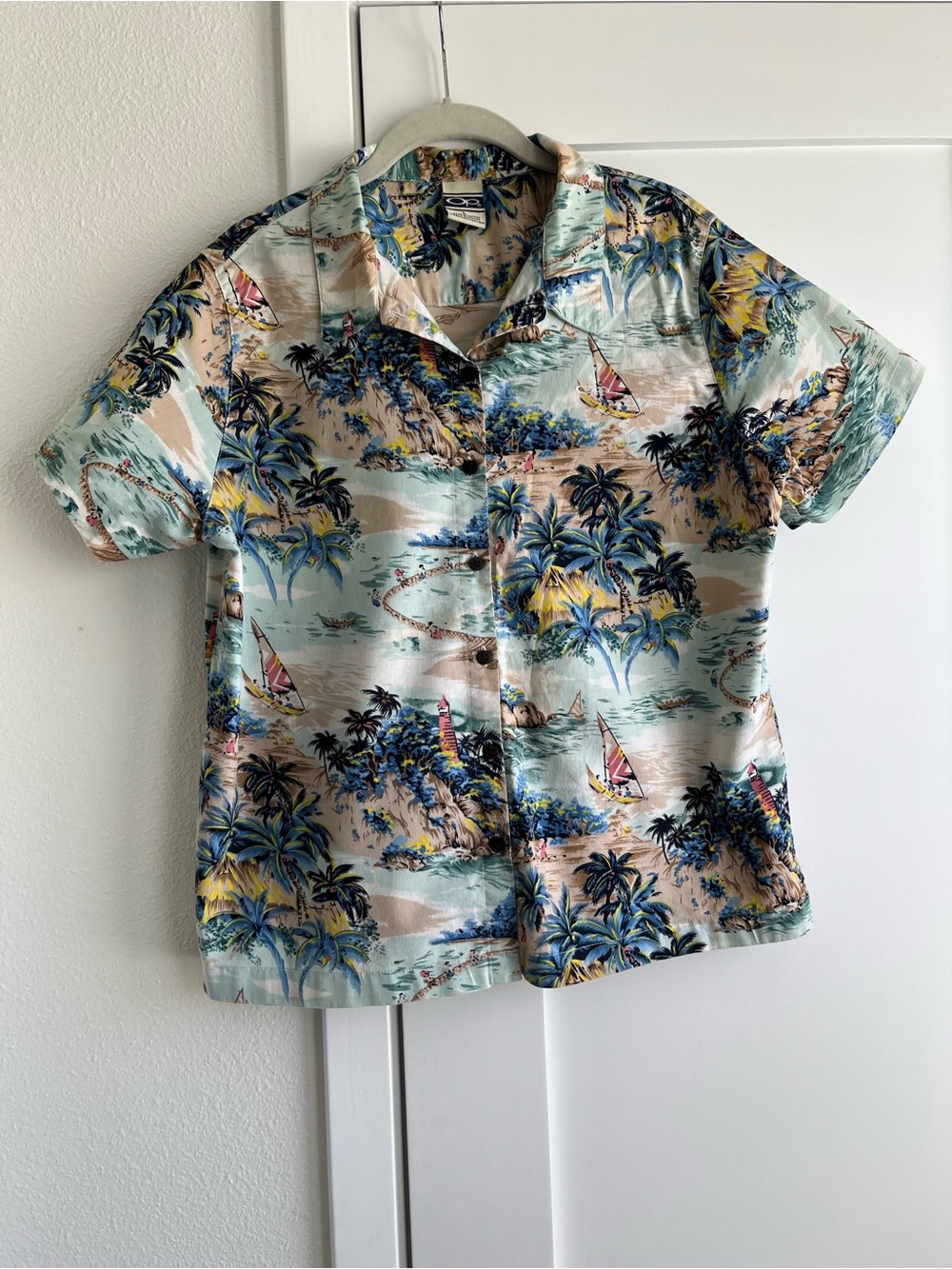 Boys Vintage Tropical Print Short-Sleeve Button-Up Shirt